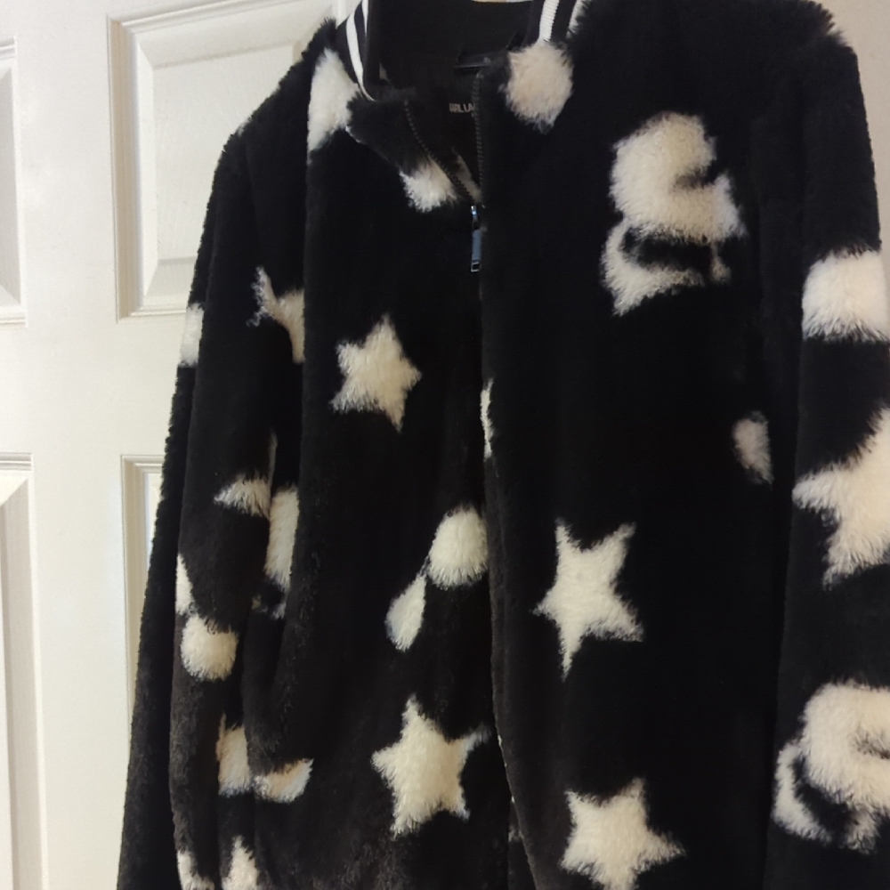 Karl Lagerfeld Monochrome Fur-Trimmed Jacket